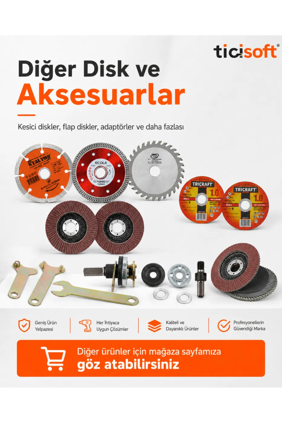 Matkap Uyumlu 115 mm Kesme ve Zımparalama Disk Seti 7 Disk + Daire Testere Adaptörü ve Montaj Aparatları