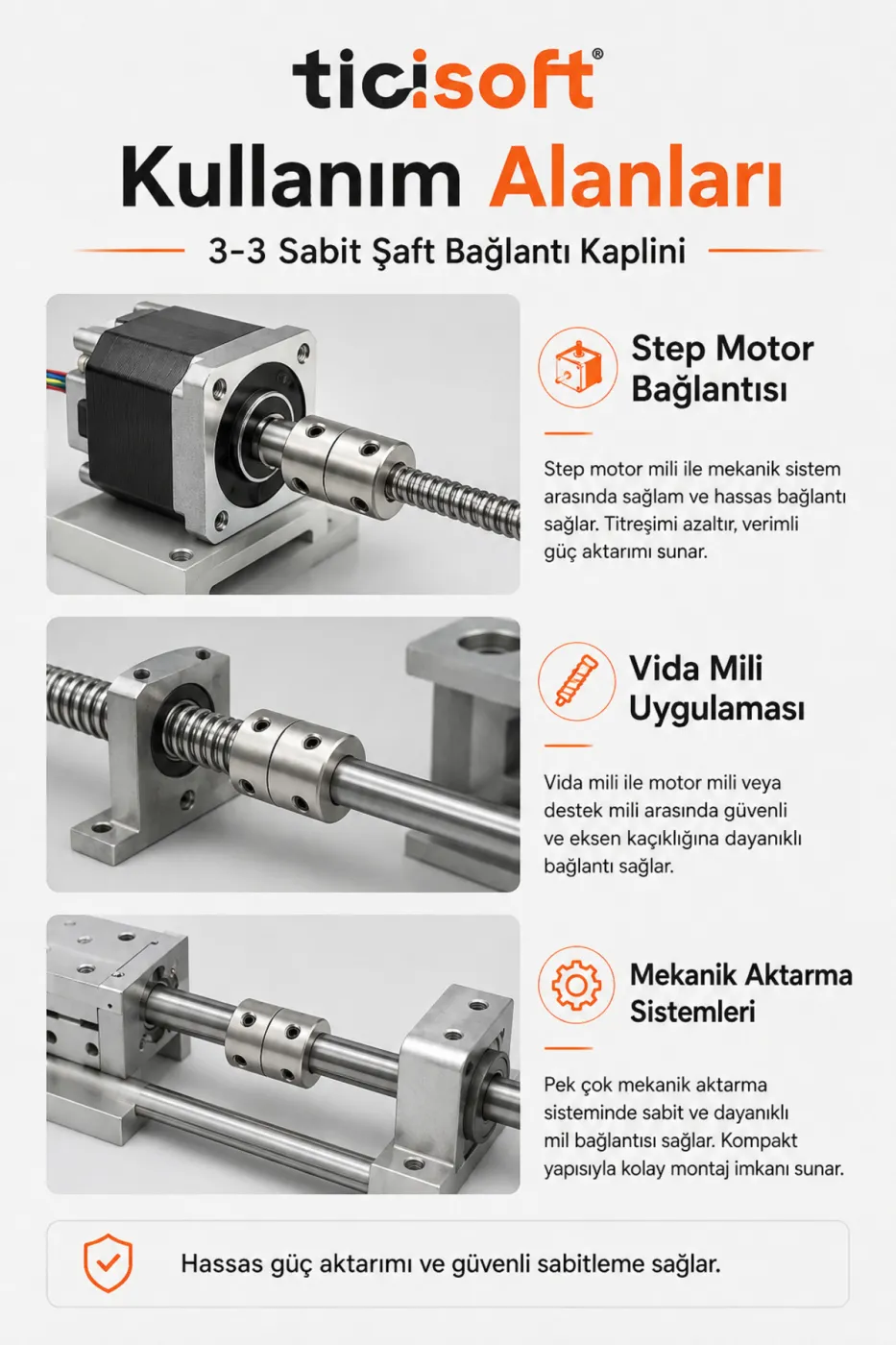 3-3 Motor Kaplini Sabit Şaft Bağlantı Kaplin Motor Pimi Çoğaltıcı 3mm Çelik 4 M4 Vidalı Alyanlı
