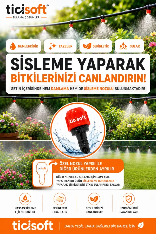 50 adet Sisleme Misting Buharlama Serinletme Nozulu Sera Nemlendirme Spreyi Kafa Sulama Ekipmanları Mist