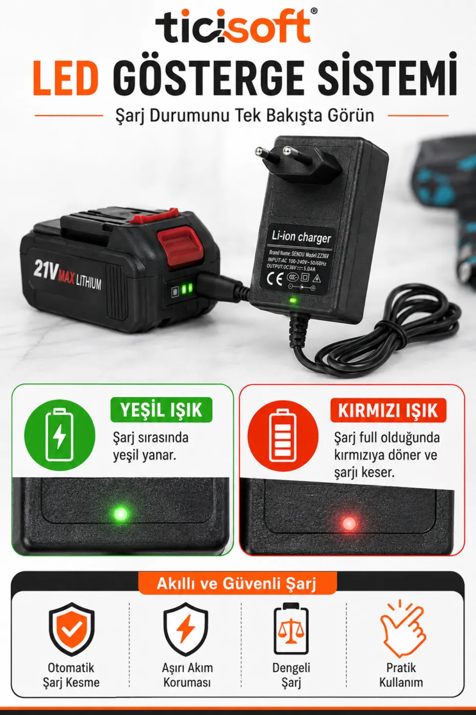 18V 21V Li-ion Batarya Şarj Adaptörü Üniversal Şarj Cihazı Şarjlı Matkap Aküsü İçin 5 Hücre 10 Hücre Uyumlu