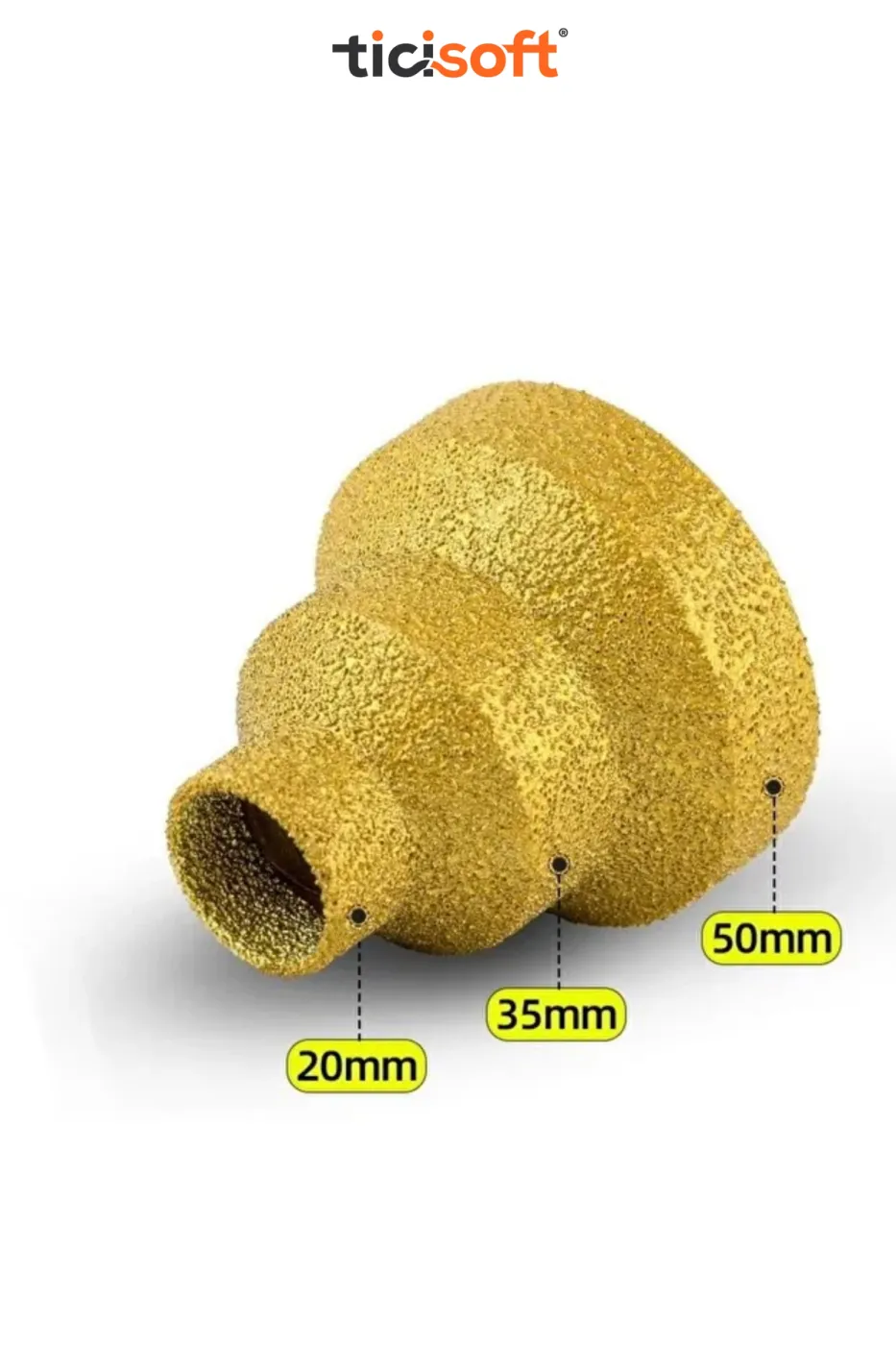 Mermer Fayans Granit Delik Genişletme Pahlama Parlatma Konik Elmaslı Pah Freze Ucu 20 mm - 35 mm - 50 mm