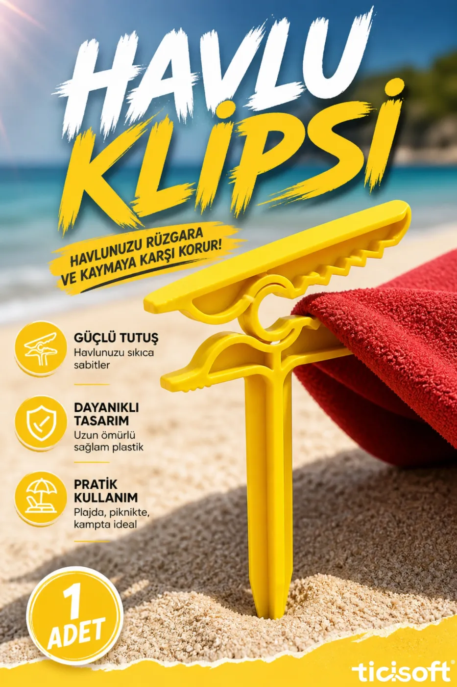 Plaj Havlu Sabitleyici Klips | Kumda Sabitlenen Tırnaklı Havlu Tutucu | Sahil Havlu Sabitleme Aparatı