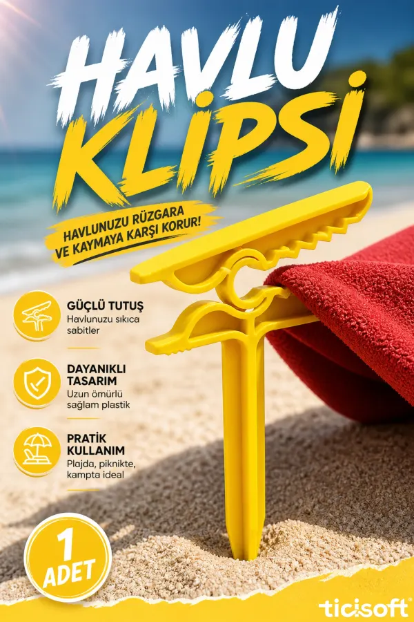 Plaj Havlu Sabitleyici Klips | Kumda Sabitlenen Tırnaklı Havlu Tutucu | Sahil Havlu Sabitleme Aparatı