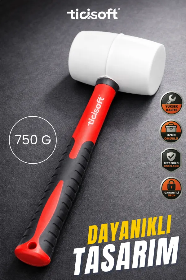Profesyonel 750 Gr Kauçuk Çekiç Plastik Tokmak İz Bırakmayan Darbe Çekici | Dayanıklı Ergonomik Sap