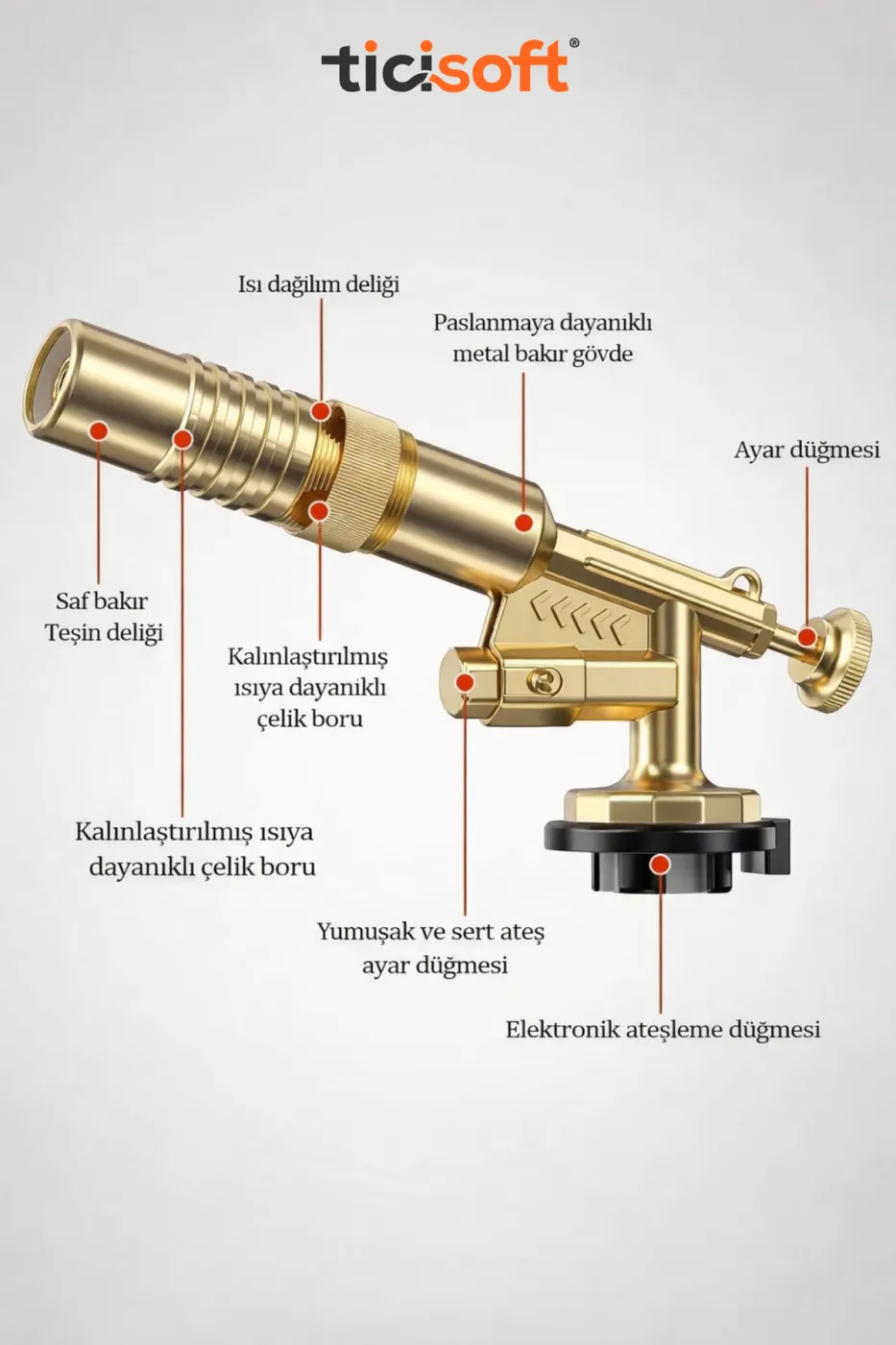 Çakmaklı Pürmüz 1300° Gazlı Torch Jet Metal Alev Tabancası 400ml Kamp Gazı Soba Yakma Tutuşturma