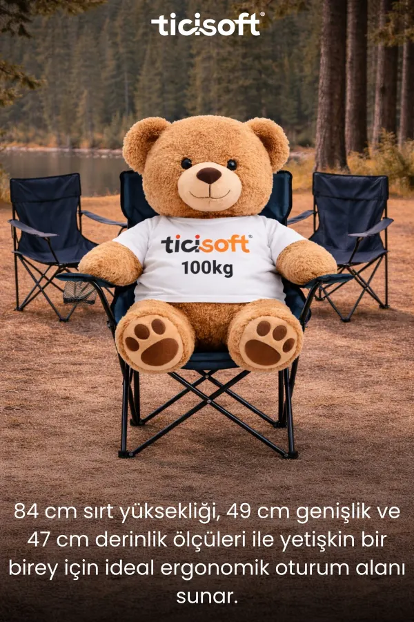 Dayanıklı Taşıma Çantalı Bardaklıklı 4 adet Kamp Sandalyesi 1 adet Kamp Masası Katlanabilir 5li Set