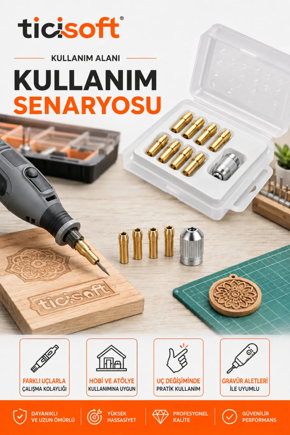 Gravür Aletleri İçin Pirinç Pens Seti Penset Kiti 0,5–3,2 mm 11 Parça Mandren Dahil 4,8 mm Şaft