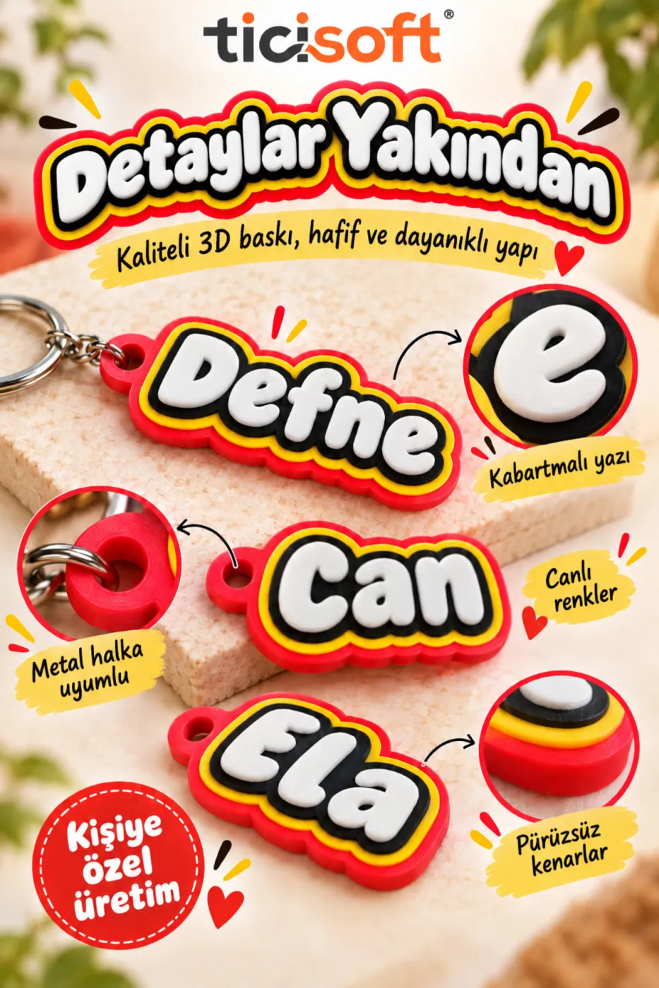 Kişiye Özel İsimli Anahtarlık | Kişiselleştirilebilir Çanta Kalemlik Süsü Hediyelik Kreş Anaokulu İlkokulu Çantası Etiketi