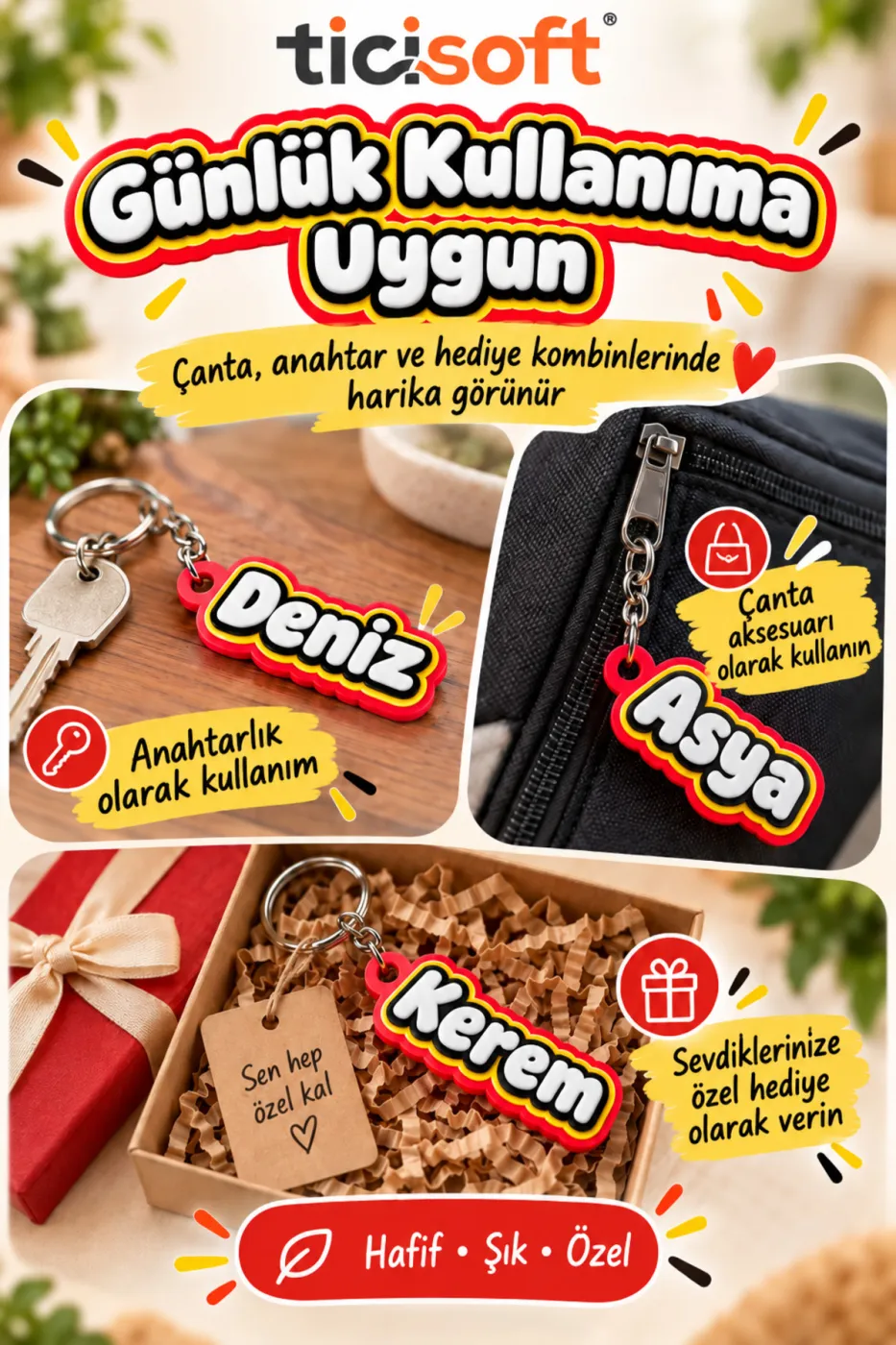 Kişiye Özel İsimli Anahtarlık | Kişiselleştirilebilir Çanta Kalemlik Süsü Hediyelik Kreş Anaokulu İlkokulu Çantası Etiketi