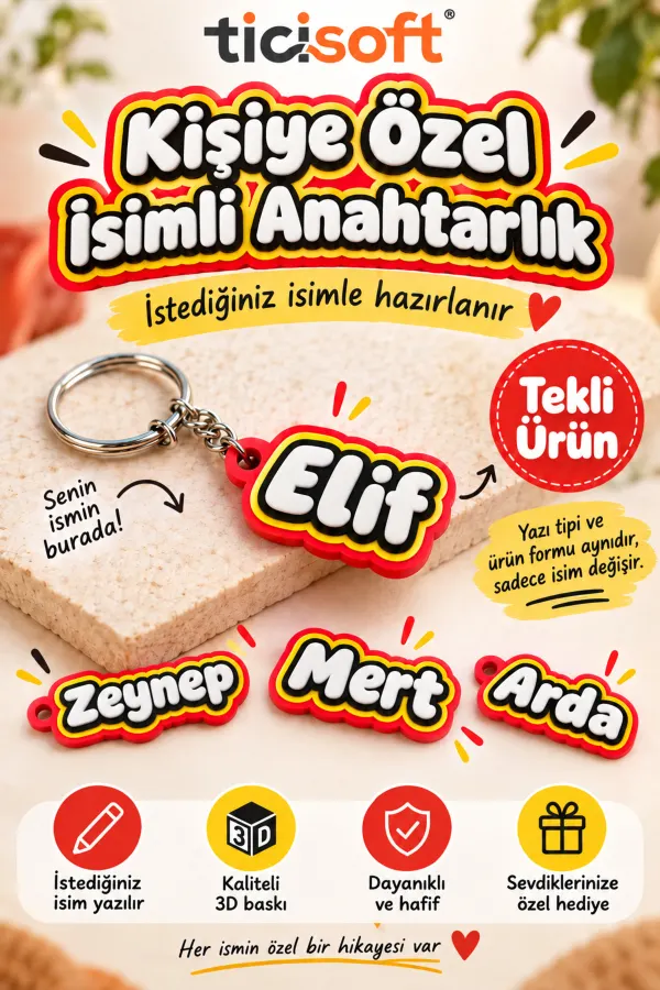 Kişiye Özel İsimli Anahtarlık | Kişiselleştirilebilir Çanta Kalemlik Süsü Hediyelik Kreş Anaokulu İlkokulu Çantası Etiketi