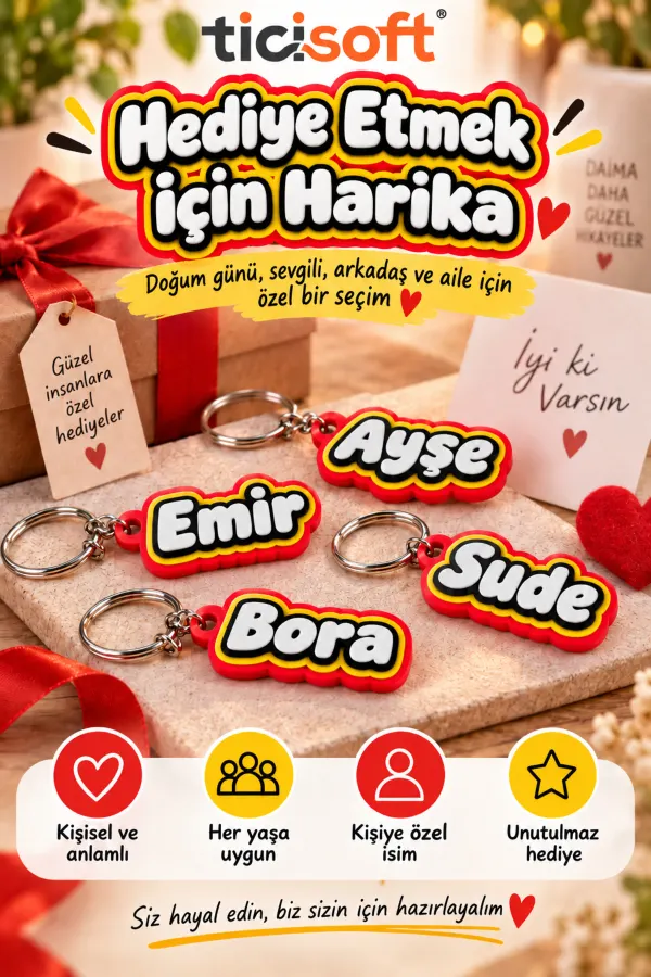 Kişiye Özel İsimli Anahtarlık | Kişiselleştirilebilir Çanta Kalemlik Süsü Hediyelik Kreş Anaokulu İlkokulu Çantası Etiketi