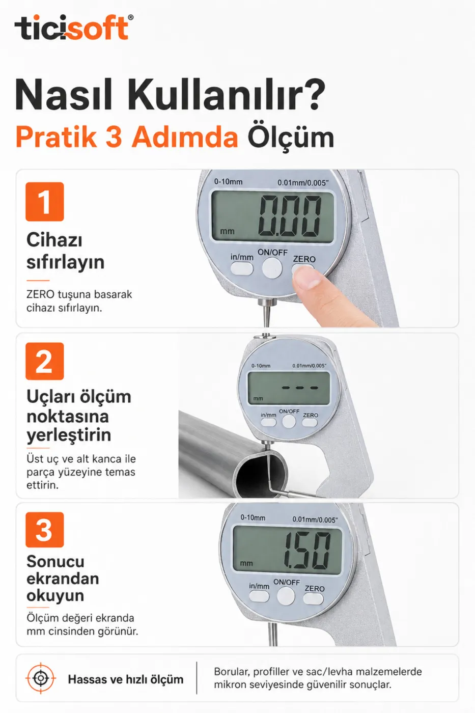Dijital Kalınlık Ölçer Kumpas İğne Uçlu LCD Elektronik Mikrometre Komparatör Boru Profil Sac Ölçüm Cihazı