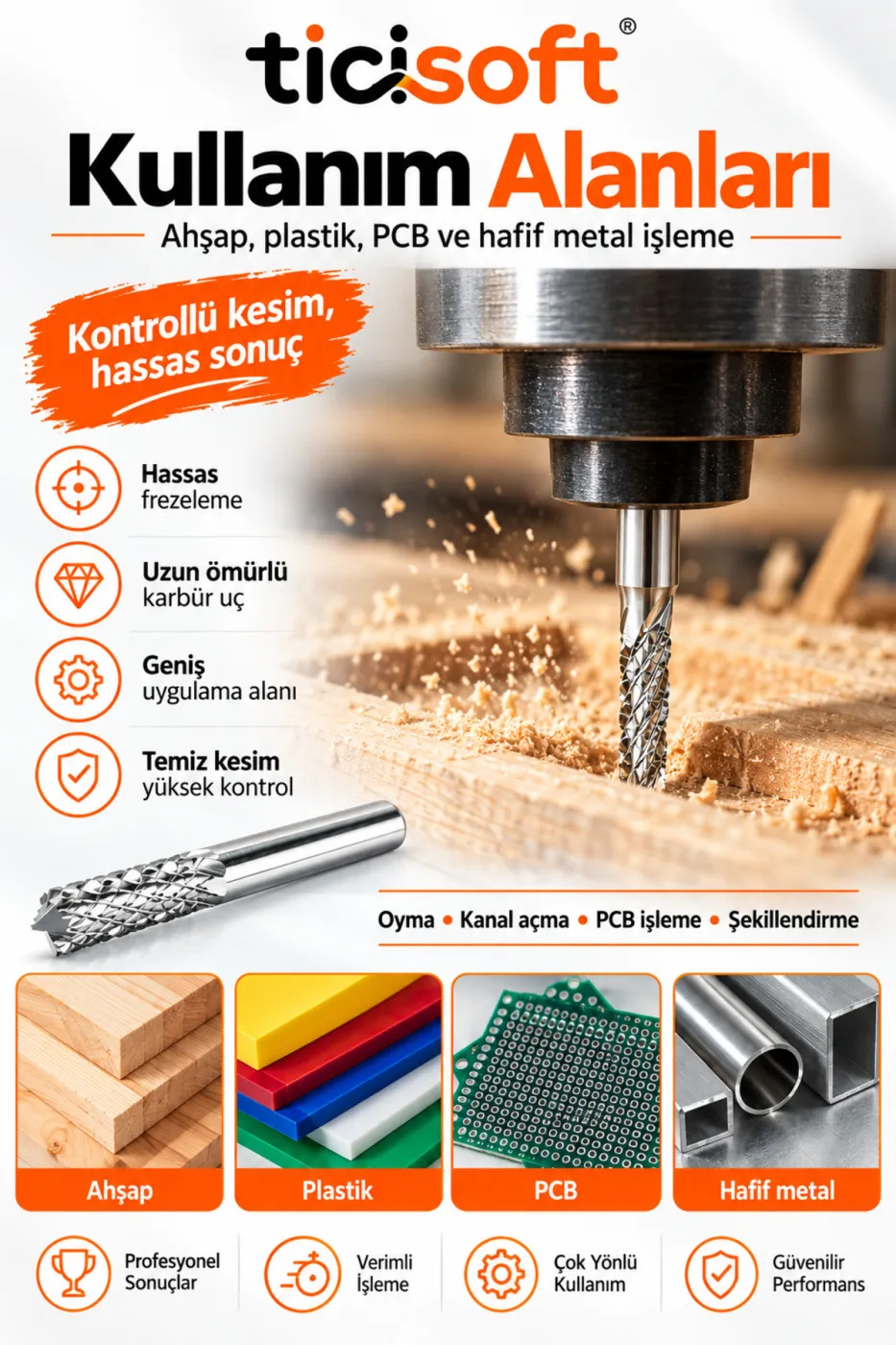 2 mm Karbür Freze Ucu 3.175 mm Şaft CNC Mini Matkap Router End Mill Ahşap Plastik PCB Alüminyum Kesici Uç