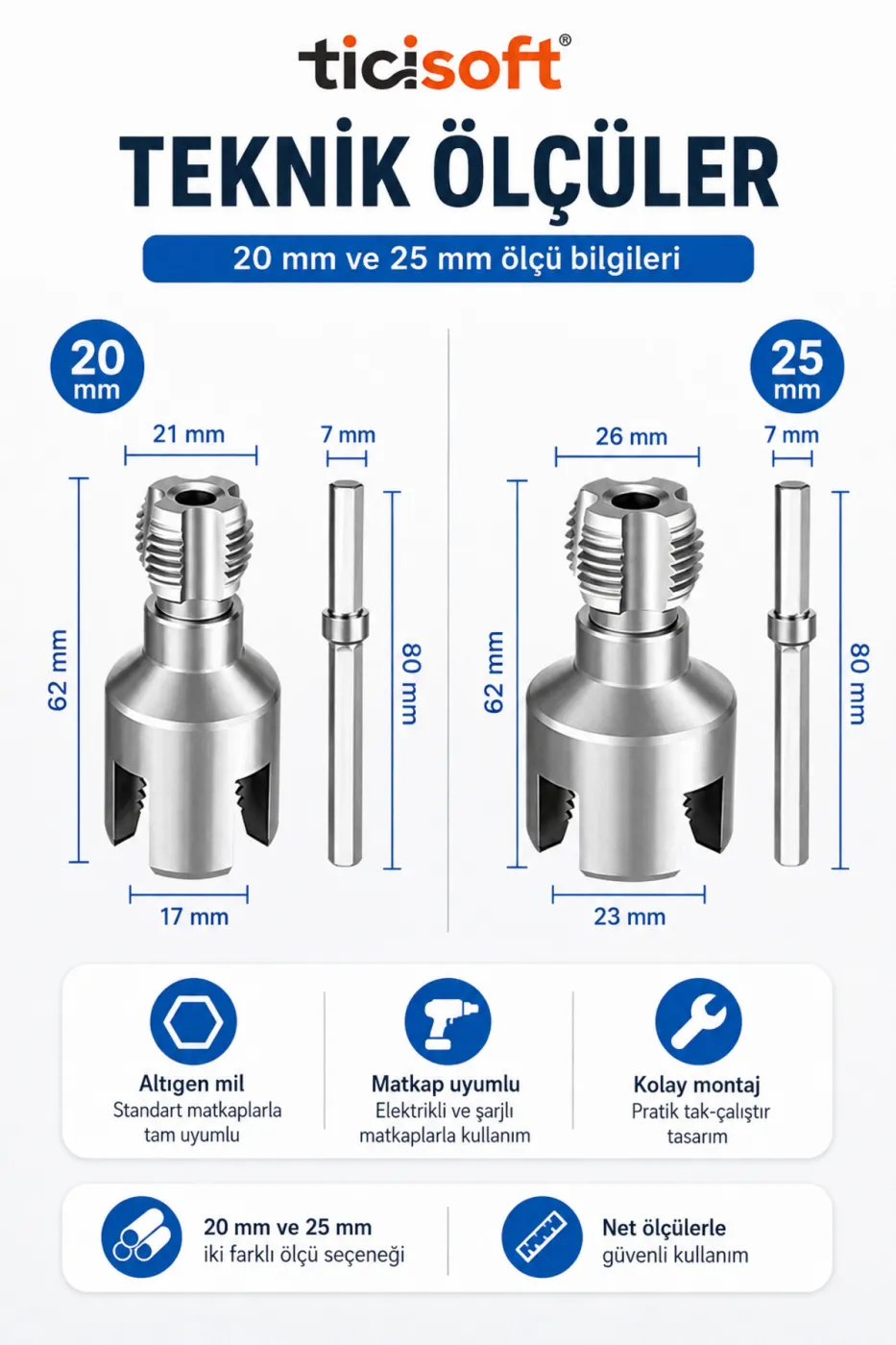 PPRC PVC Boru İç Dış Diş Açma Aparatı Seti 20 mm 25 mm Matkap Uyumlu Pafta Seti