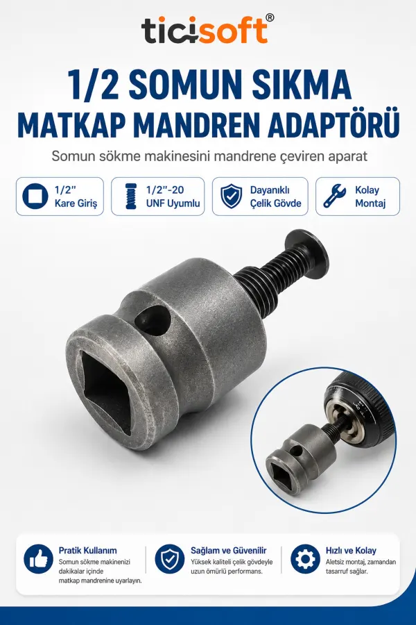 1/2 Somun Sıkma Makinesi Mandren Adaptörü 1/2"-20 UNF Matkap Chuck Dönüştürücü Aparat