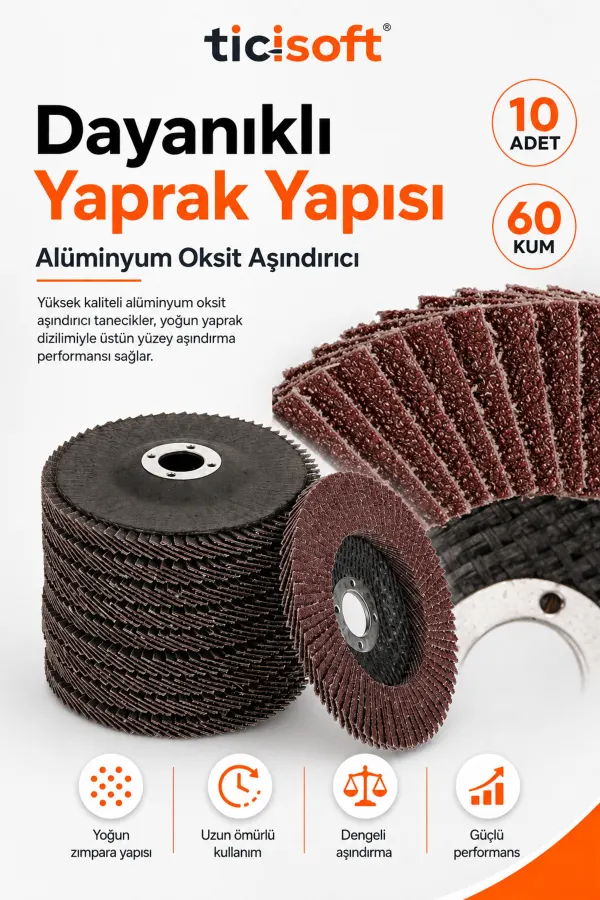 115 mm 10 Adet 60 Kum Yaprak Zimpara Flap Disk Aluminyum Oksit Avuc Taslama Uyumlu