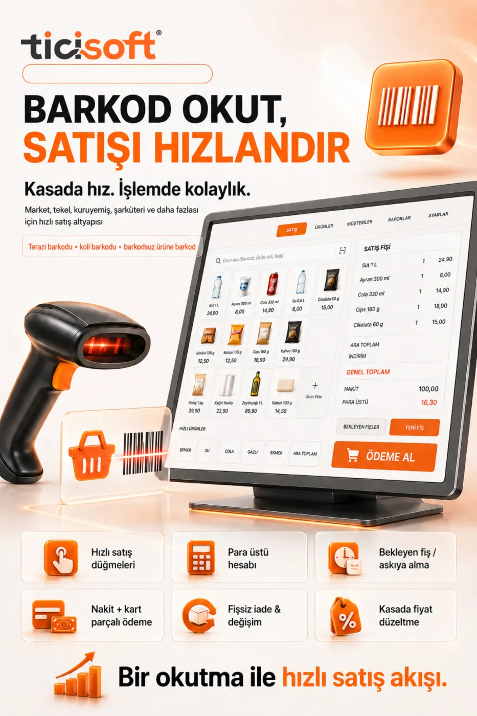 Barkodlu Satış Programı | Market Bakkal Stok Personel Takip ve Kasa POS Sistemi | Ömür Boyu Lisans