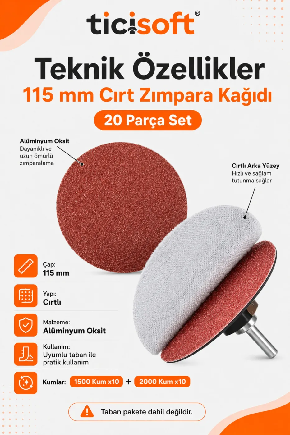 115 mm Cırt Zımpara Kağıdı 20 Parça İnce Zımpara Seti 1500-2000 Kum Avuç Taşlama Uyumlu