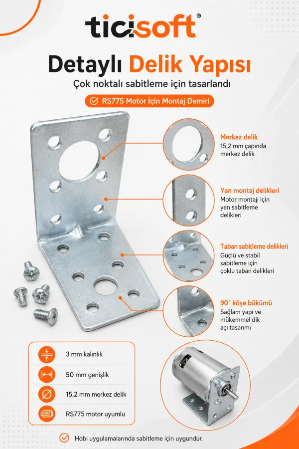 RS775 Motor Tutucu Braket Montaj Demiri 4 Adet Vidalı Sabitleme Aparatı