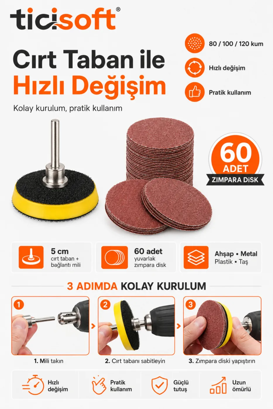 Mini Gravür Makinesi İçin 70 Parça Zımpara Seti Cırt Taban Flap Disk Silindir Zımpara Takımı