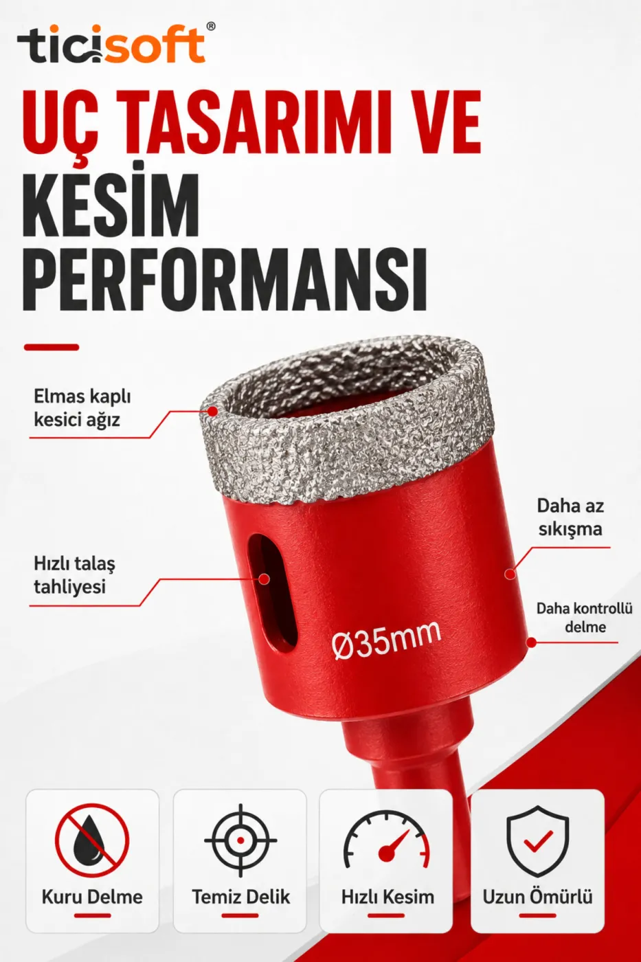 12 Parça Elmas Delik Açma Panç Seti 6-35 mm Kuru Delme Matkap Uyumlu Seramik Fayans Granit Mermer Cam Delme Uçları