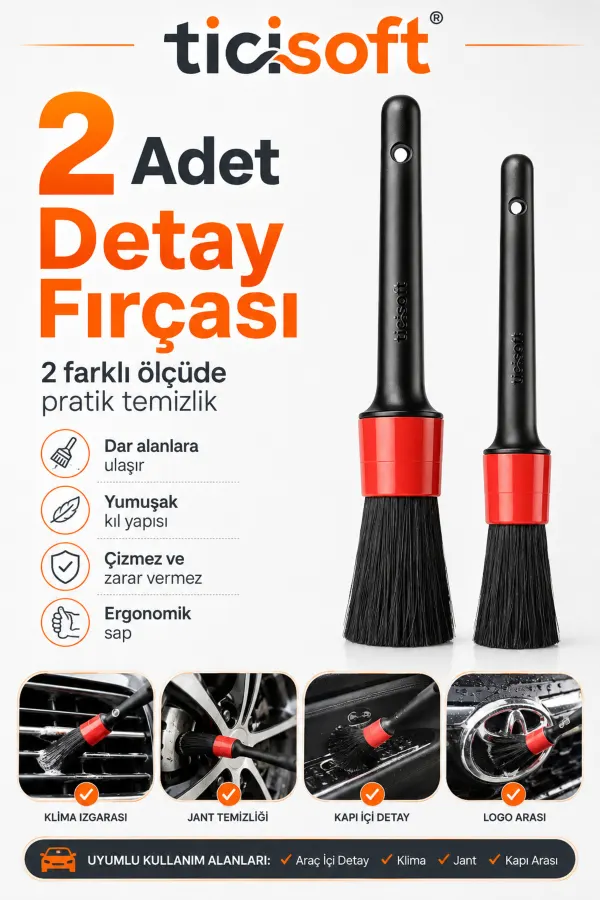 6 Parça Oto Detay Temizlik Seti Matkap Ucu Fırça Başlığı Detay Fırçası Mikrofiber Bez ve Sünger