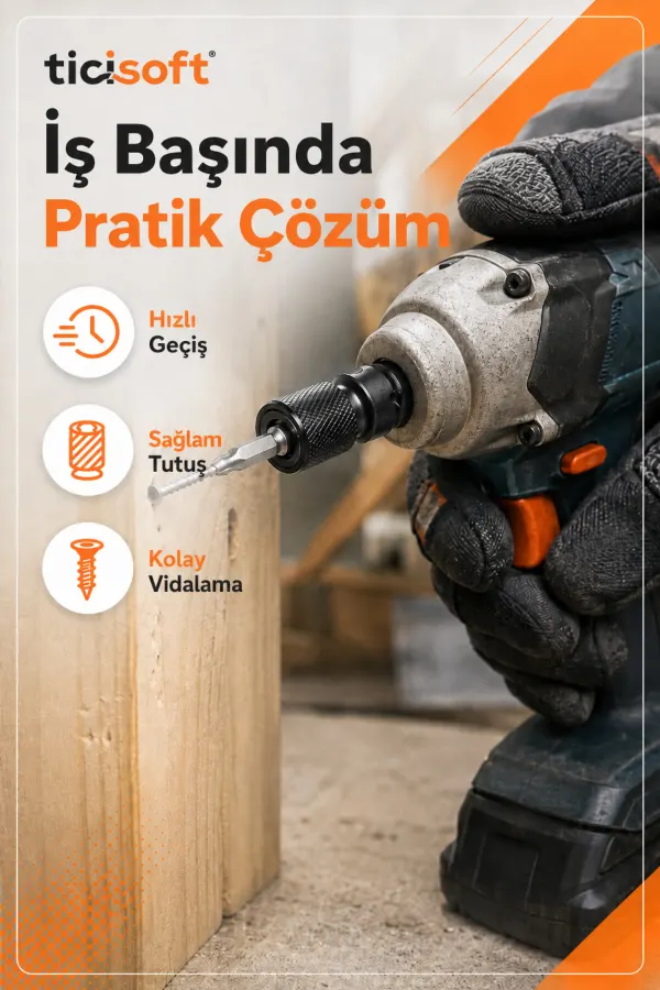 Darbeli Somun Sökme İçin Mandrenli Bits Adaptörü 1/2 Kare – 1/4 Hex 2’li Set