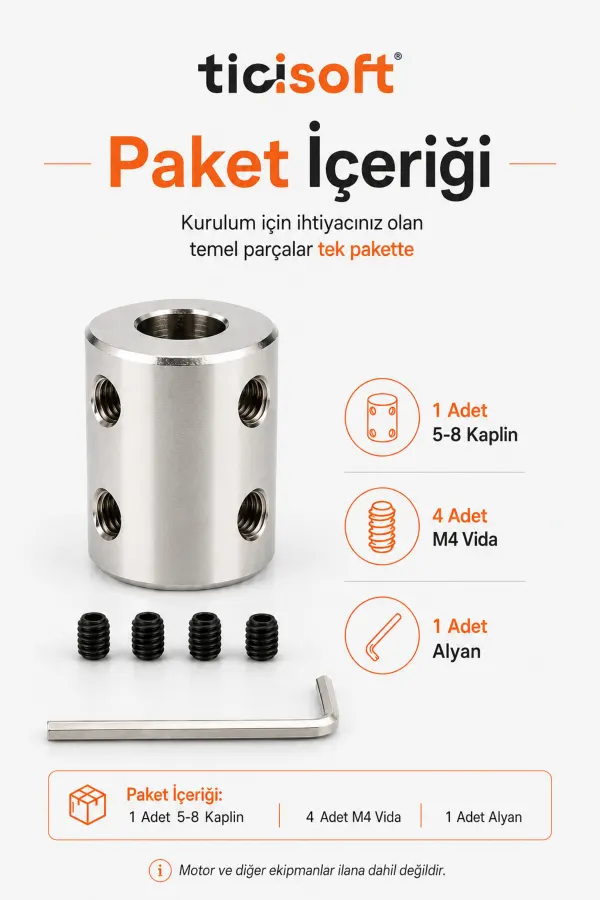 5-8 Motor Kaplini Sabit Şaft Bağlantı Kaplin Motor Pimi Çoğaltıcı Metal Çelik 4 M4 Vidalı Alyanlı