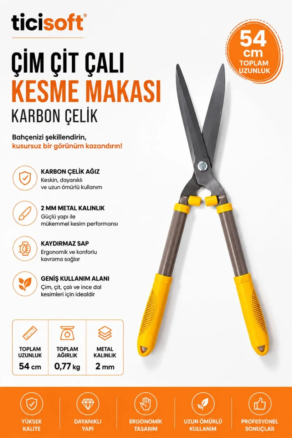 4'lü Bahçıvan Seti Çim Çit Makası Budama Testeresi Budama Makası Eldiven