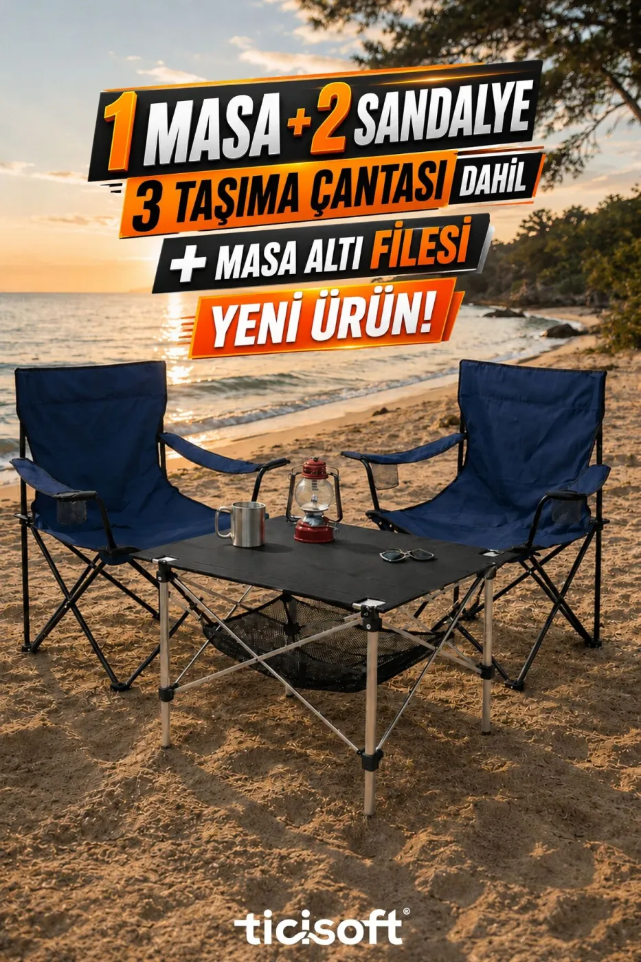 Fileli Kamp Masası Dayanıklı Taşıma Çantalı Bardaklıklı Kamp Sandalyesi Katlanabilir Hafif Taşınabilir Kamp Seti
