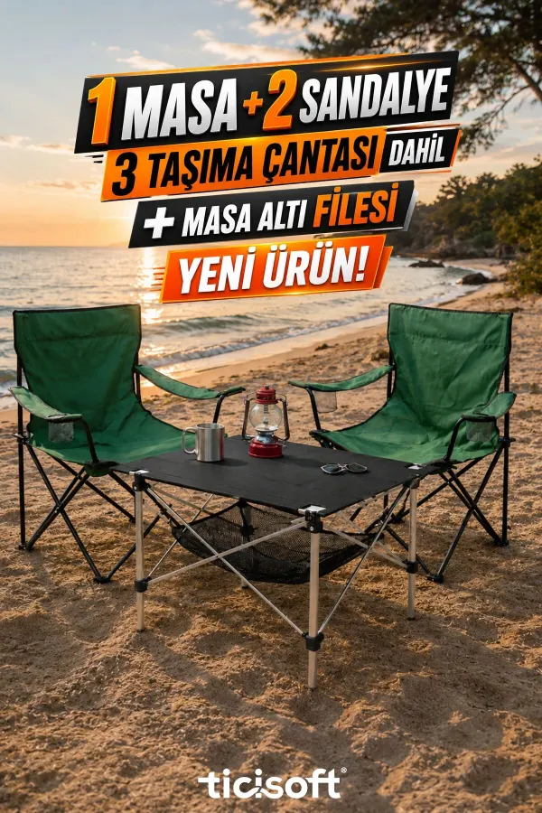 Fileli Kamp Masası Dayanıklı Taşıma Çantalı Bardaklıklı Kamp Sandalyesi Katlanabilir Hafif Taşınabilir Kamp Seti