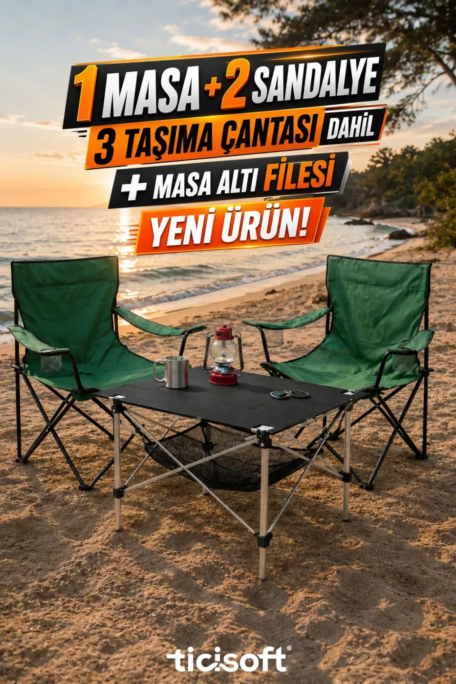 Fileli Kamp Masası Dayanıklı Taşıma Çantalı Bardaklıklı Kamp Sandalyesi Katlanabilir Hafif Taşınabilir Kamp Seti