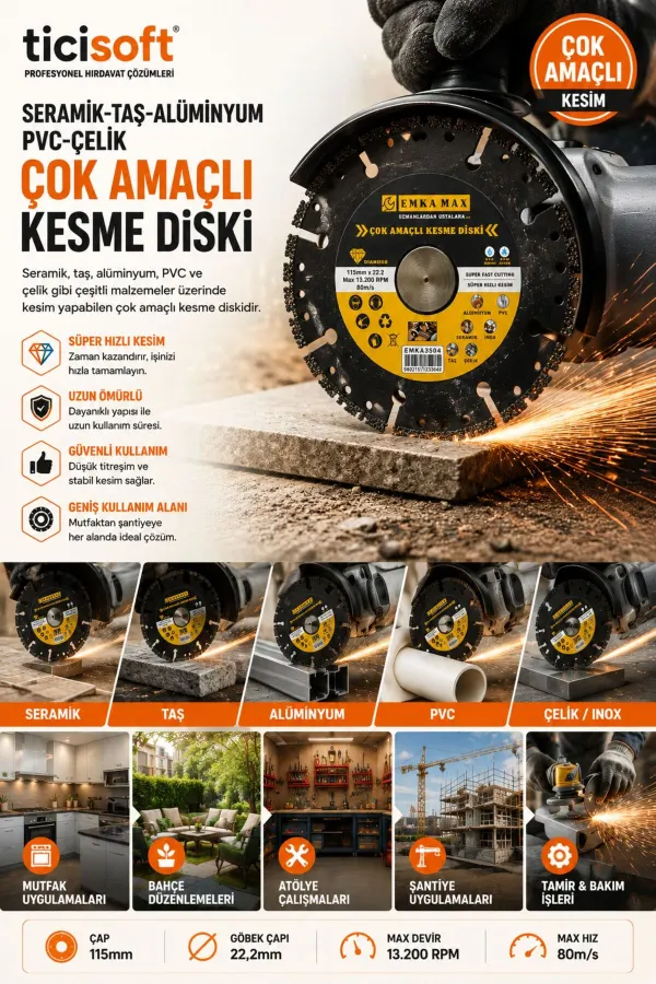 115mm Çok Amaçlı Kesme Diski Seramik Taş Alüminyum PVC Çelik Kesici Disk 22.2mm
